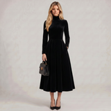 Long Sleeve Full Skirt Midi Dress