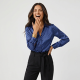 Shirt Collar Long Sleeve Blouse
