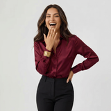 Shirt Collar Long Sleeve Blouse