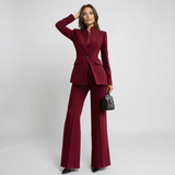 High Collar Blazer Trouser Set