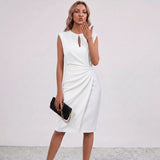 Lisandrah Keyhole Draped Midi Dress