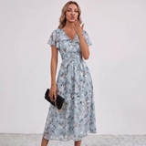 Lola Flutter Sleeve Floral Maxi Dress