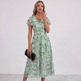 Lola Flutter Sleeve Floral Maxi Dress