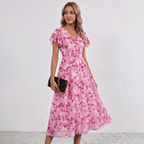 Lola Flutter Sleeve Floral Maxi Dress