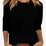 Crew Neck Three-Quarter Sleeve Top