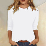 Crew Neck Three-Quarter Sleeve Top