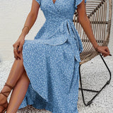 Floral Asymmetrical V-Neck Dress