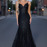 Glitter Floral Corset Mermaid Gown