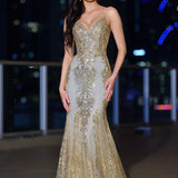 Glitter Floral Corset Mermaid Gown