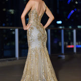 Glitter Floral Corset Mermaid Gown