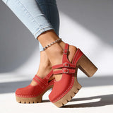 Triple Buckle Platform Slingback Heels