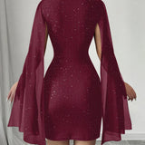 Glitter Cutout Cape Mini Dress