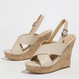 Faux Leather Criss-Cross Wedges
