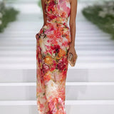 Floral Halter Neck Maxi Dress