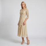 Floral Lace Chiffon Midi Dress