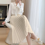 High Waisted Pleated Midi Skirt