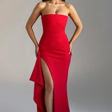 Strapless Ruched Maxi Dress